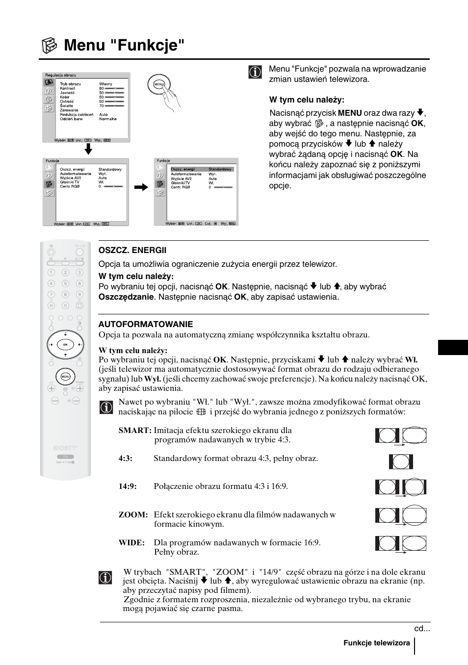 Menu "funkcje, 21 pl | Sony WEGA KLV-30HR3 User Manual | Page 86 / 134