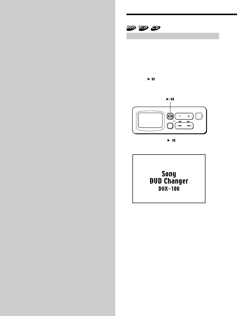 Reproducción de discos, Reproducción de un disco | Sony DVX-100 User Manual | Page 68 / 160