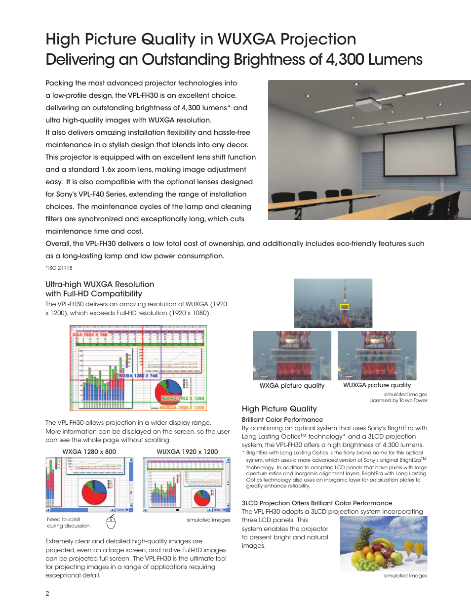 Sony BRIGHTERA VPL-FH30 User Manual | Page 2 / 8