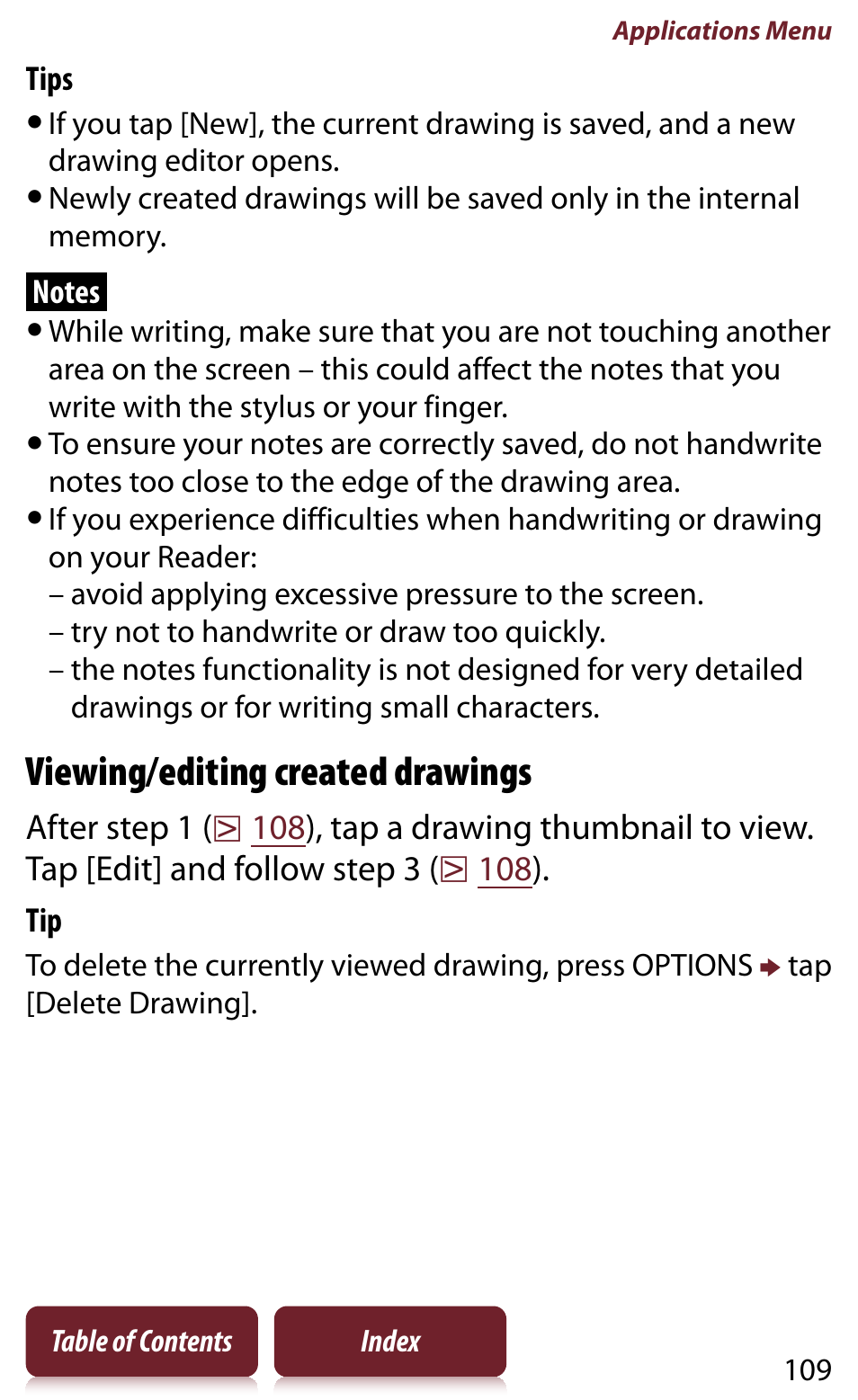 Viewing/editing created drawings | Sony READER DAILY EDITION PRS-950 User Manual | Page 109 / 175