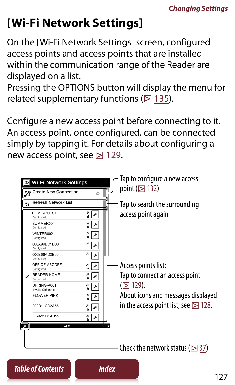 Wi-fi network settings | Sony READER DAILY EDITION PRS-950 User Manual | Page 127 / 175