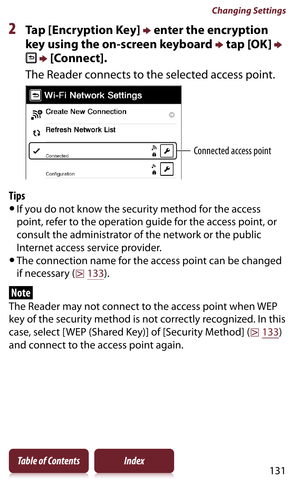 The reader connects to the selected access point | Sony READER DAILY EDITION PRS-950 User Manual | Page 131 / 175