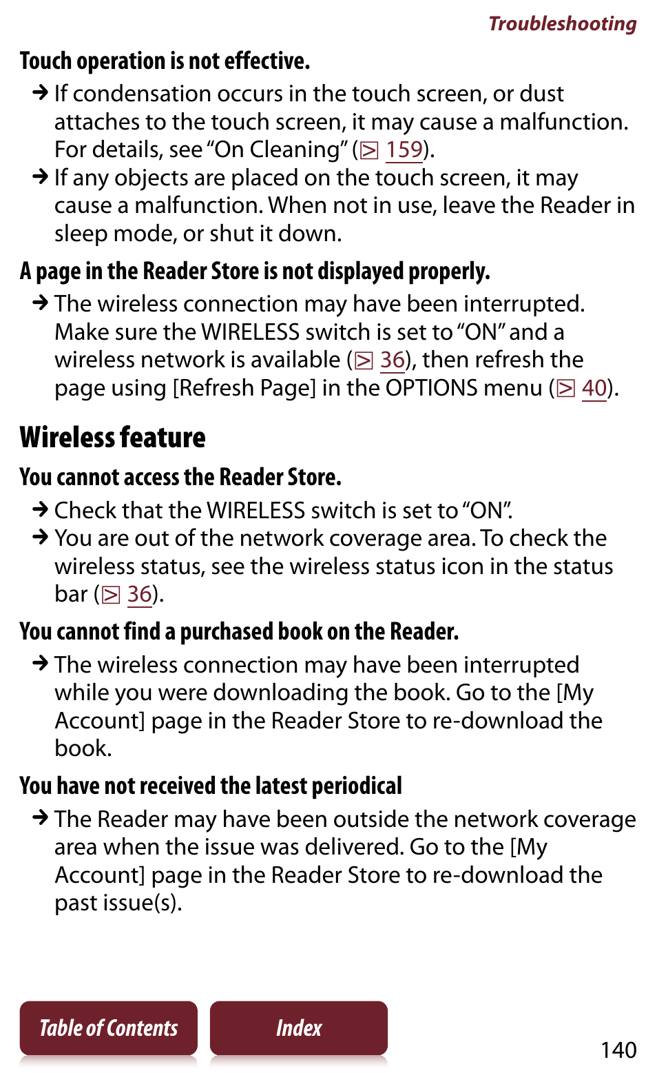 Wireless feature | Sony READER DAILY EDITION PRS-950 User Manual | Page 140 / 175