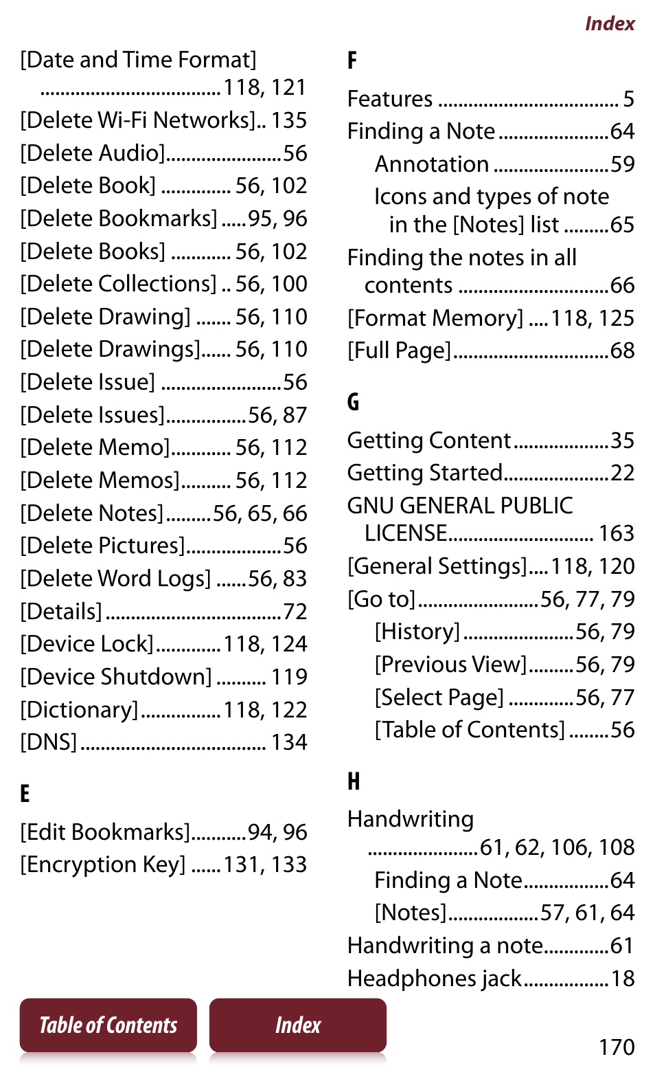 Sony READER DAILY EDITION PRS-950 User Manual | Page 170 / 175