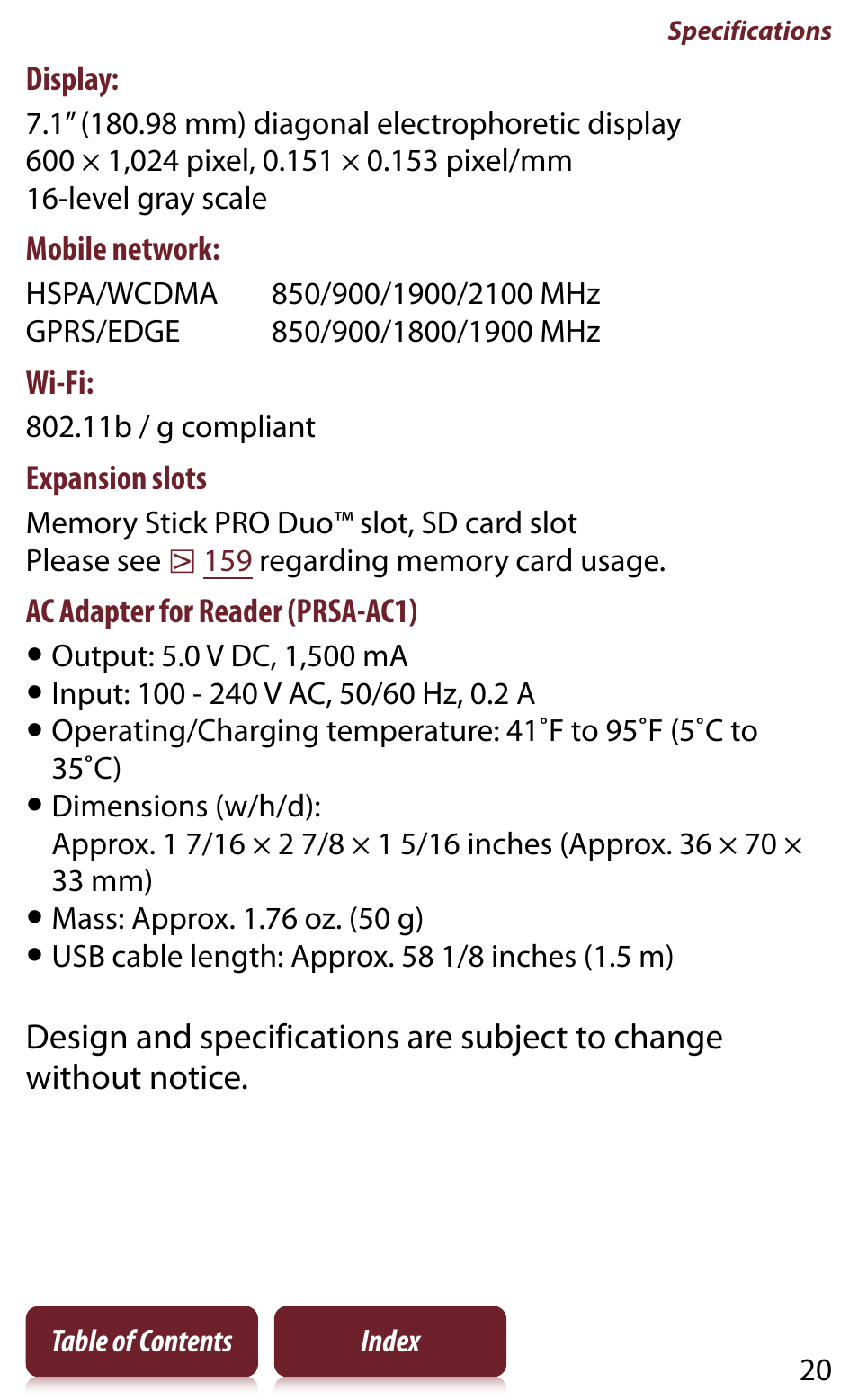 Sony READER DAILY EDITION PRS-950 User Manual | Page 20 / 175