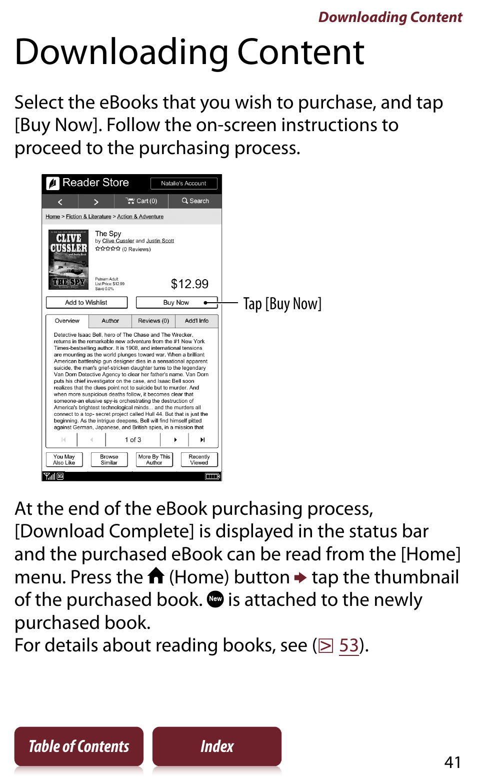 Downloading content | Sony READER DAILY EDITION PRS-950 User Manual | Page 41 / 175