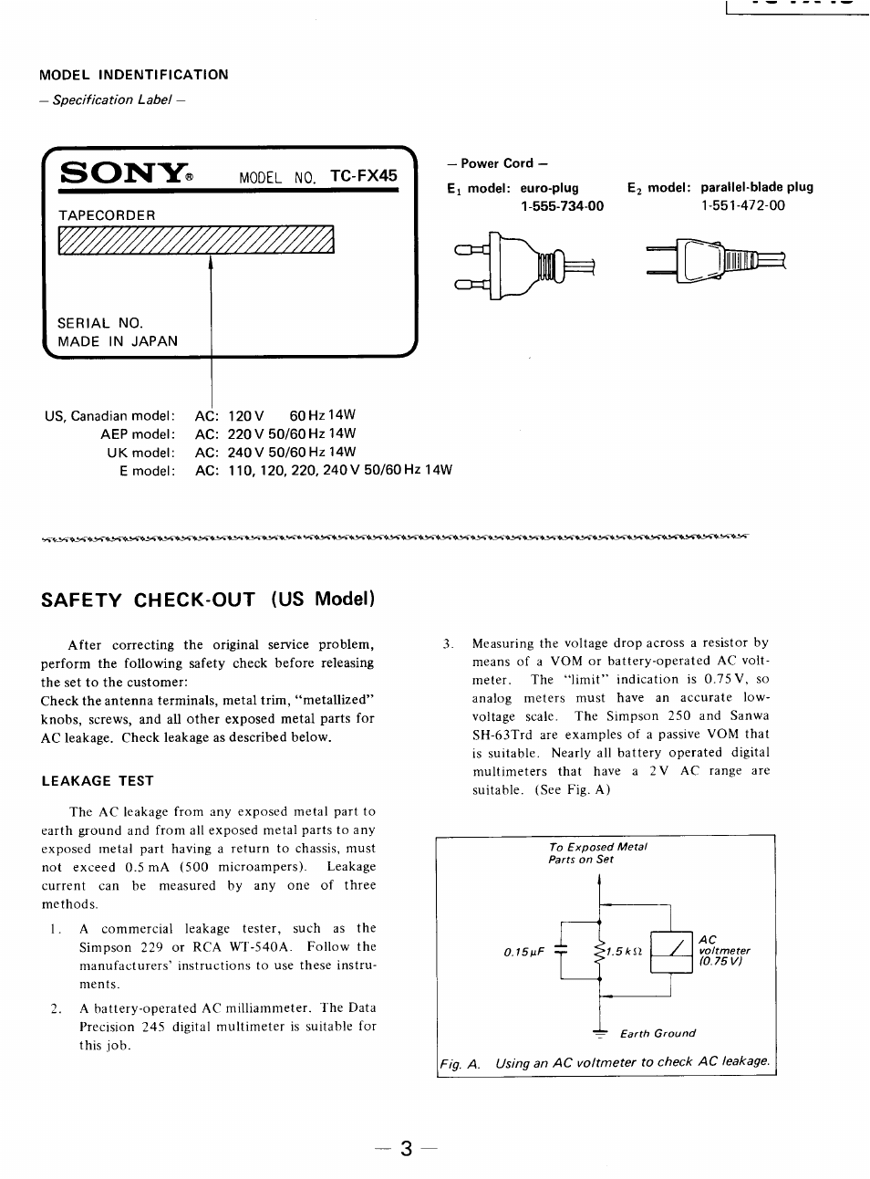 Sony TC-FX45 User Manual | Page 3 / 41