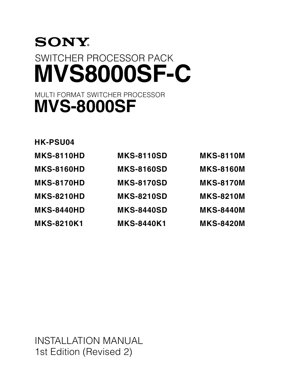Sony MVS8000SF-C User Manual | 72 pages
