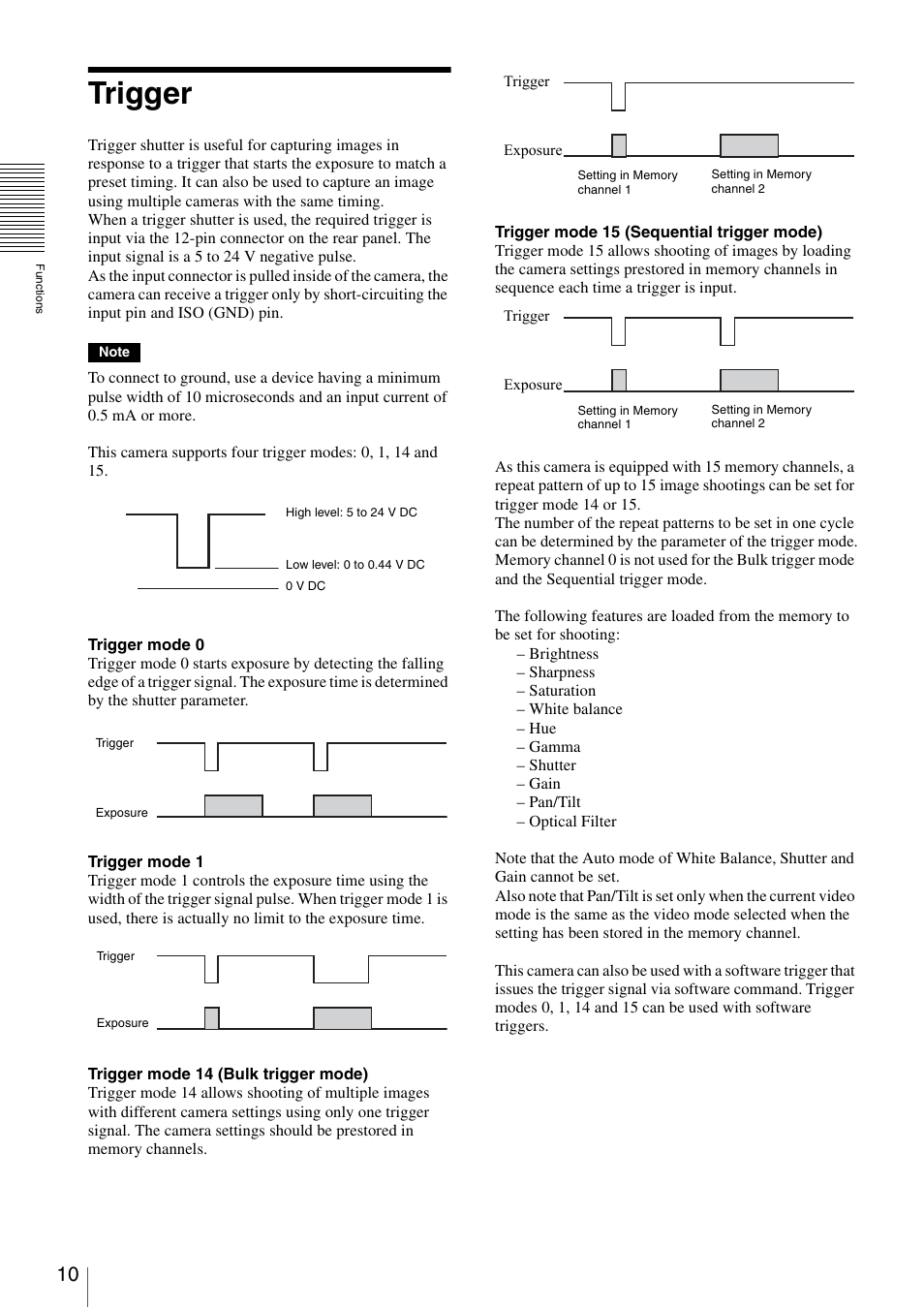 Trigger | Sony XCD-V60 User Manual | Page 10 / 38