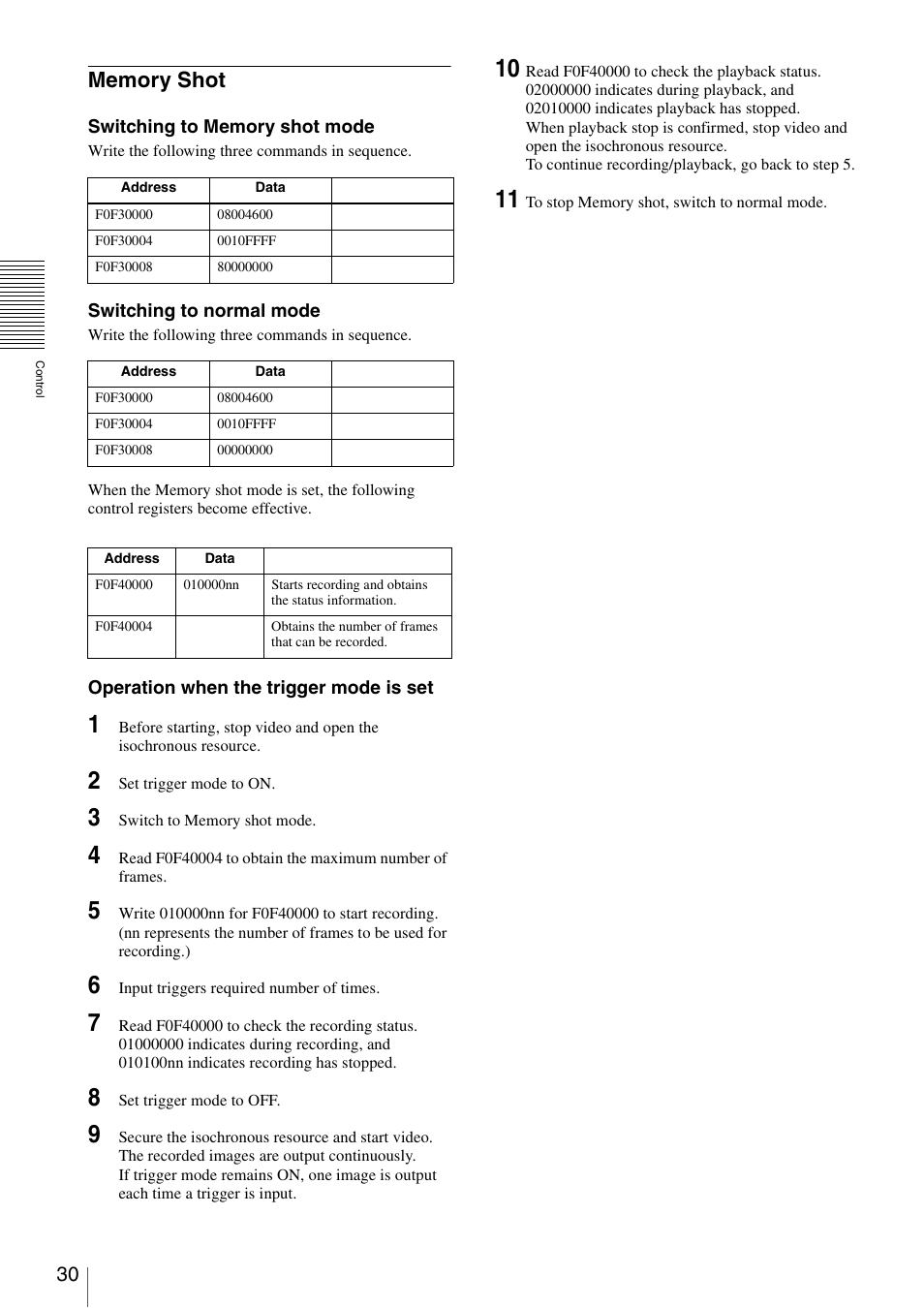 Memory shot | Sony XCD-V60 User Manual | Page 30 / 38