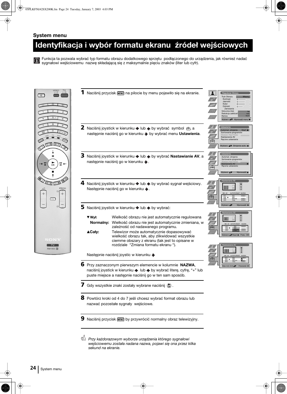 System menu | Sony Grand Wega KF-42SX200K User Manual | Page 163 / 212