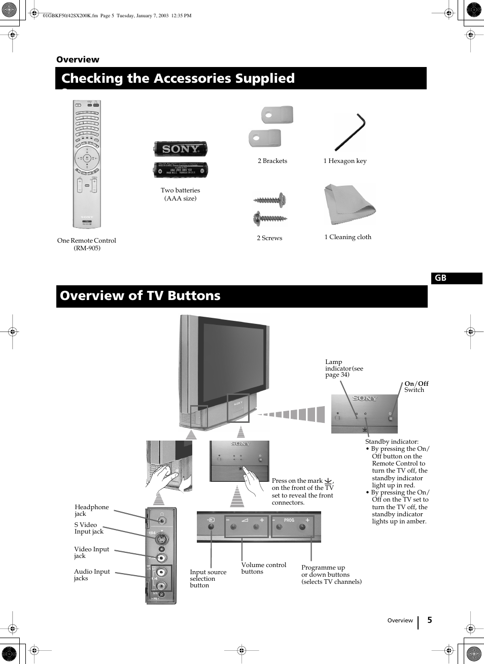 Sony Grand Wega KF-42SX200K User Manual | Page 4 / 212