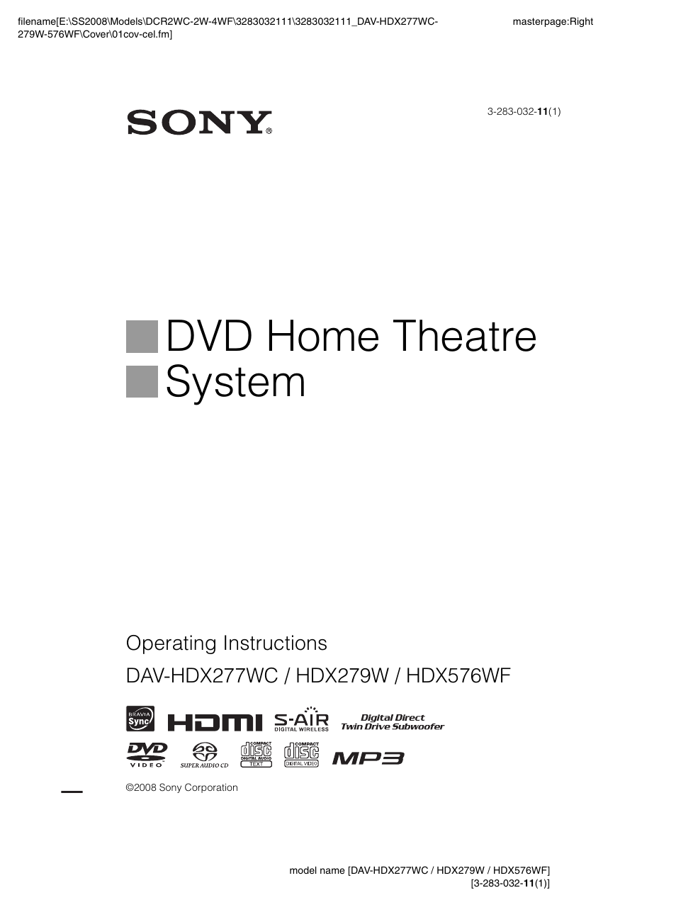 Sony DAV-HDX277WC User Manual | 124 pages