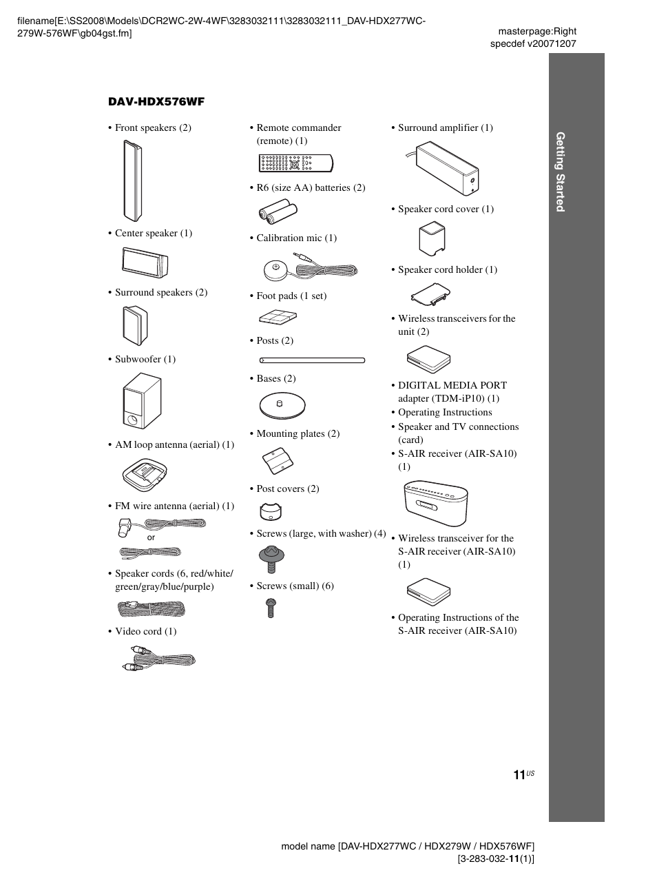 Sony DAV-HDX277WC User Manual | Page 11 / 124