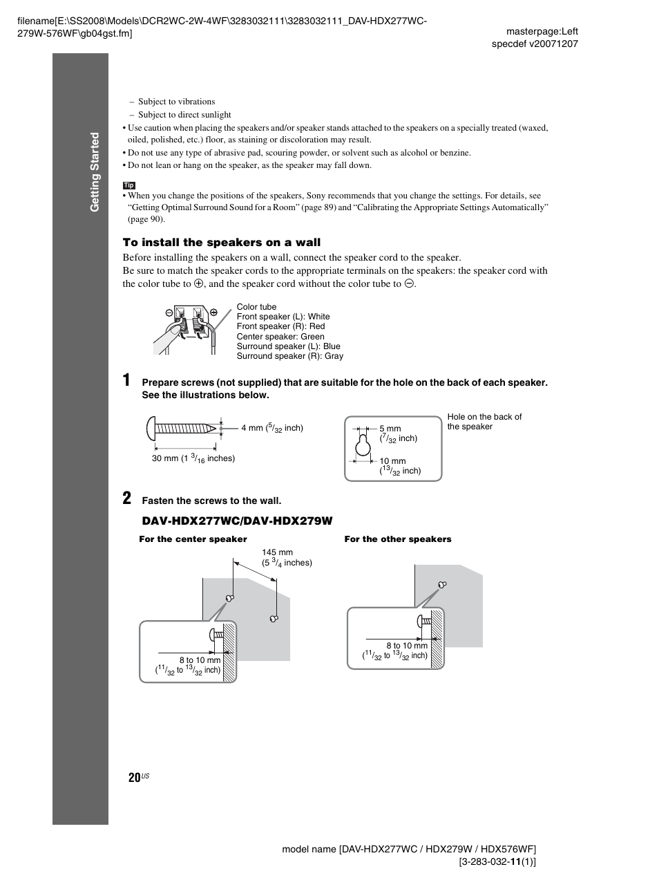 Ge tting star te d | Sony DAV-HDX277WC User Manual | Page 20 / 124