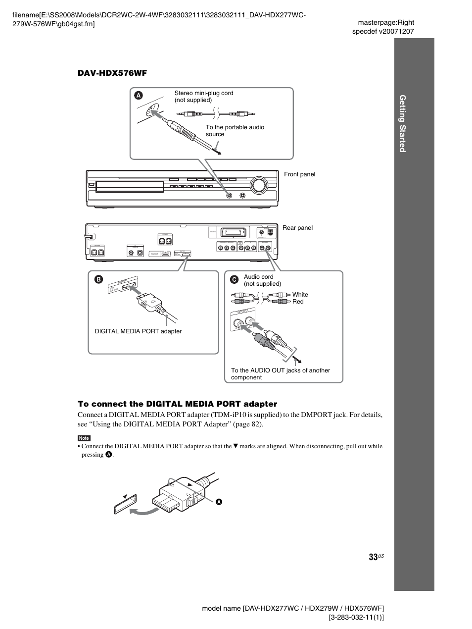 Sony DAV-HDX277WC User Manual | Page 33 / 124