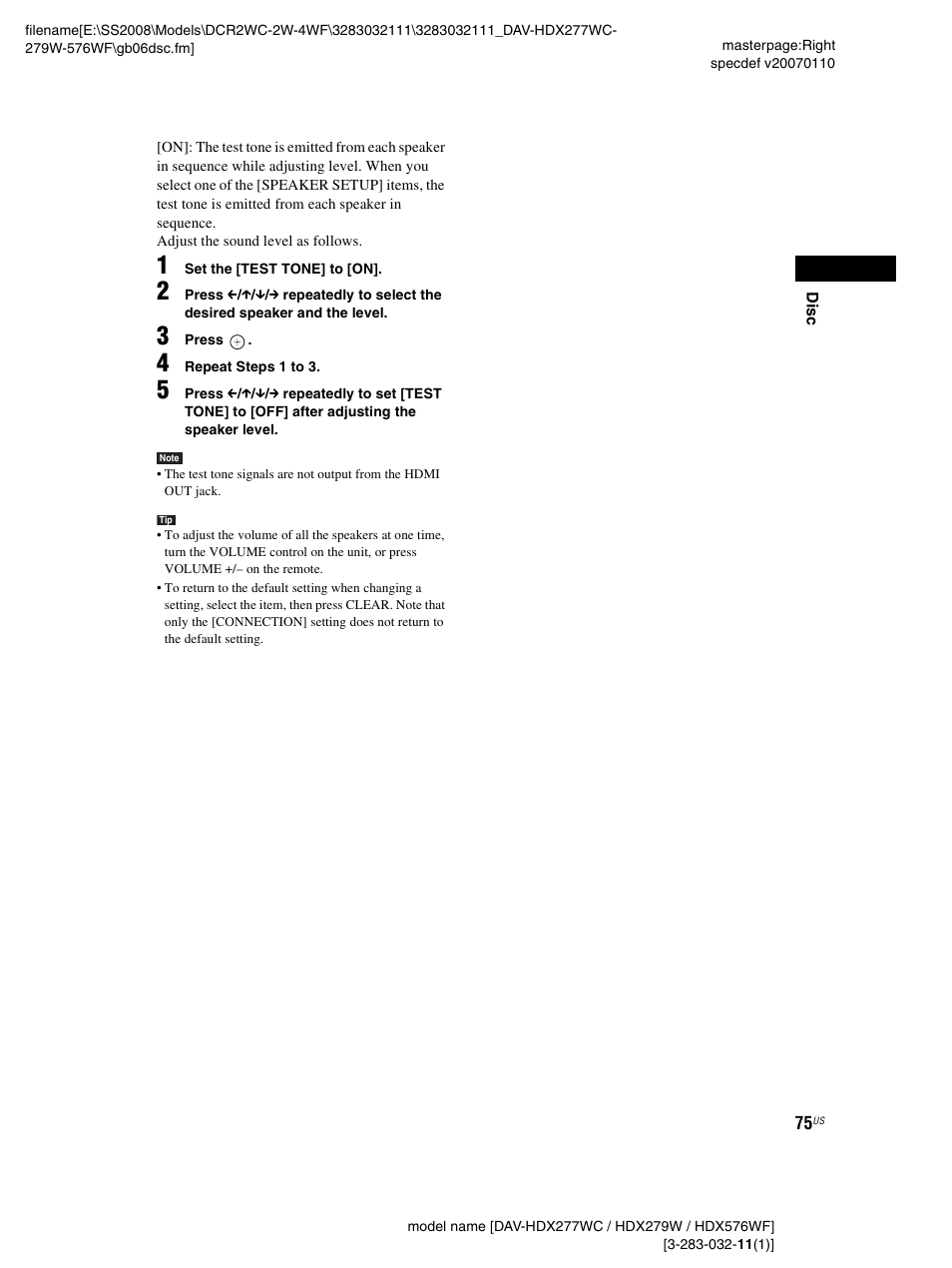 Sony DAV-HDX277WC User Manual | Page 75 / 124