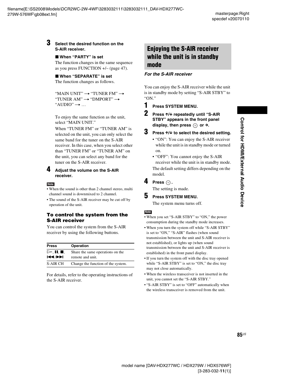 Sony DAV-HDX277WC User Manual | Page 85 / 124