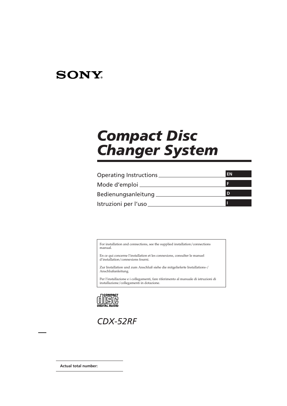 Sony CDX-52RF User Manual | 54 pages