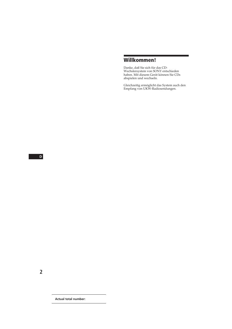 Willkommen | Sony CDX-52RF User Manual | Page 27 / 54