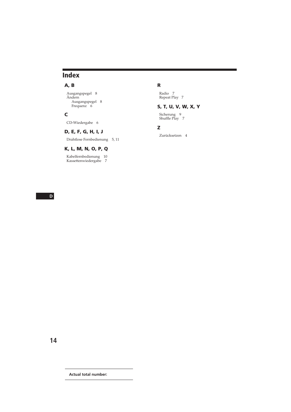 Index | Sony CDX-52RF User Manual | Page 39 / 54