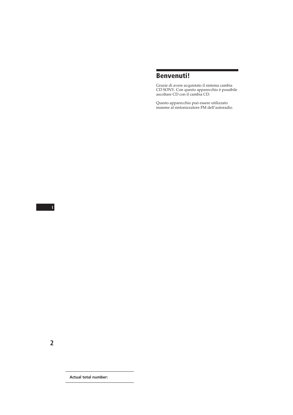 Benvenuti | Sony CDX-52RF User Manual | Page 41 / 54