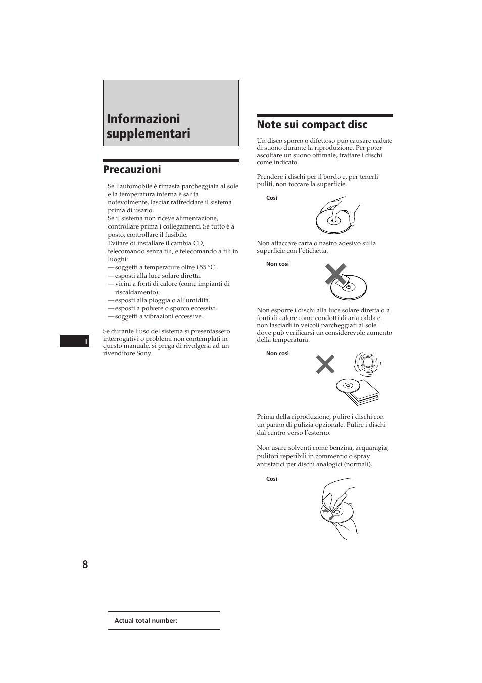Informazioni supplementari, Precauzioni | Sony CDX-52RF User Manual | Page 47 / 54
