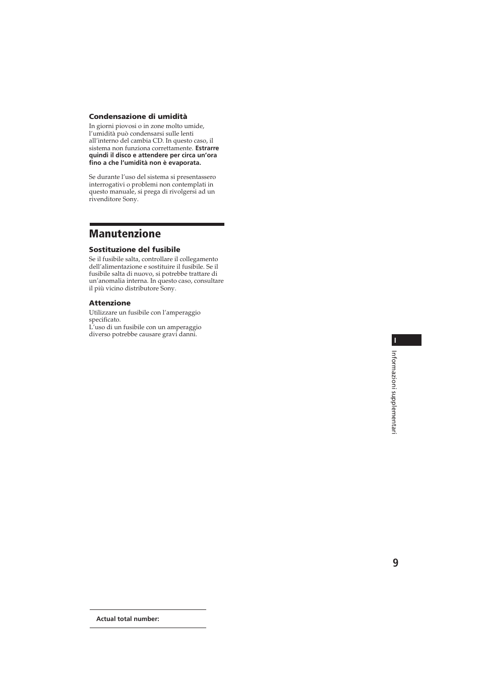 Manutenzione | Sony CDX-52RF User Manual | Page 48 / 54
