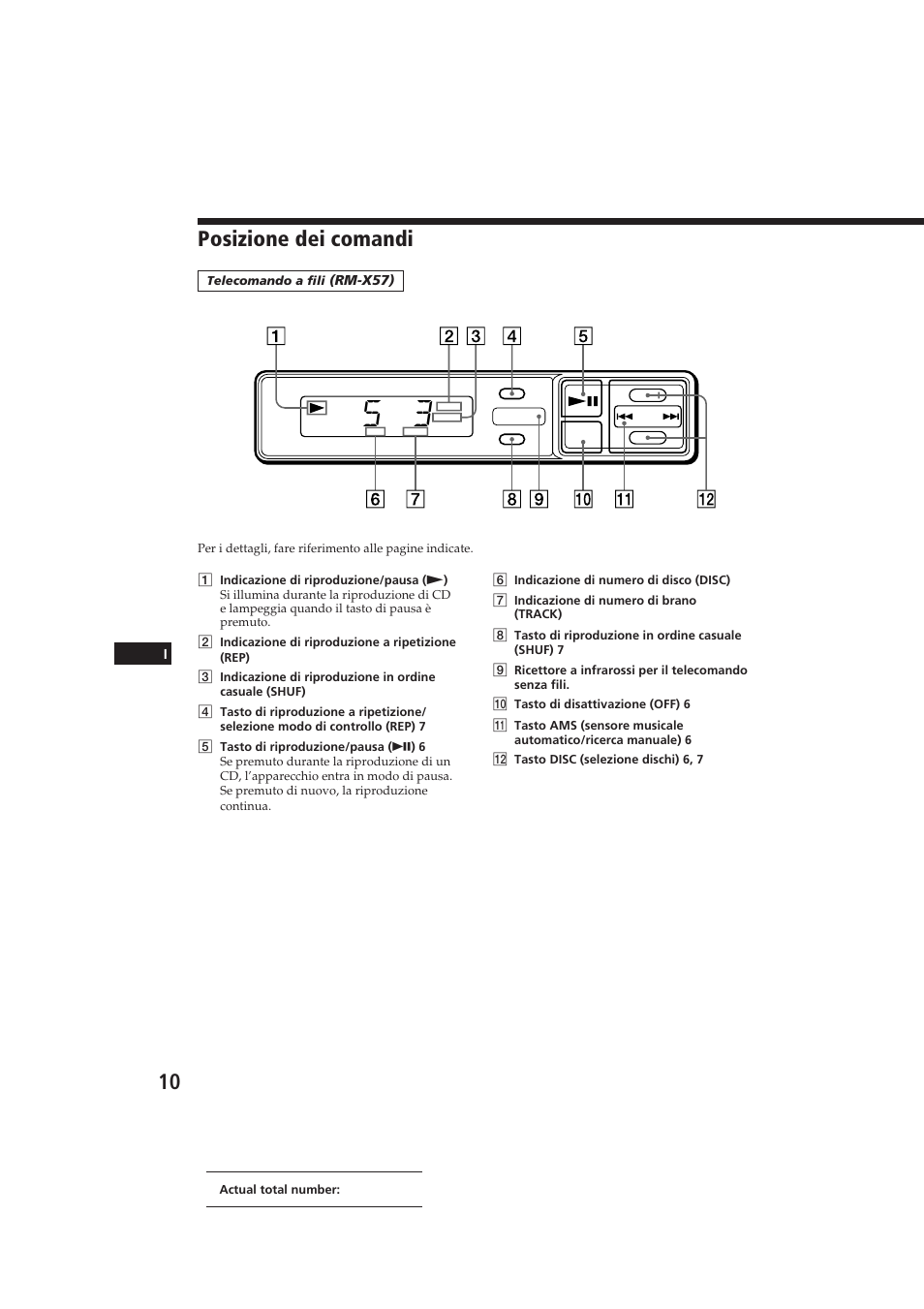 Posizione dei comandi | Sony CDX-52RF User Manual | Page 49 / 54