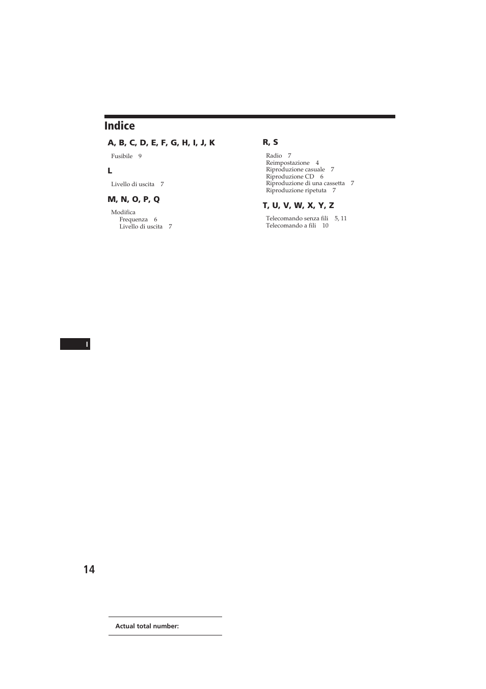 Indice | Sony CDX-52RF User Manual | Page 53 / 54