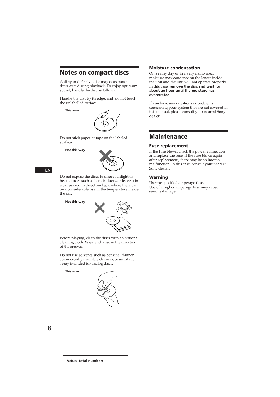 Maintenance | Sony CDX-52RF User Manual | Page 8 / 54