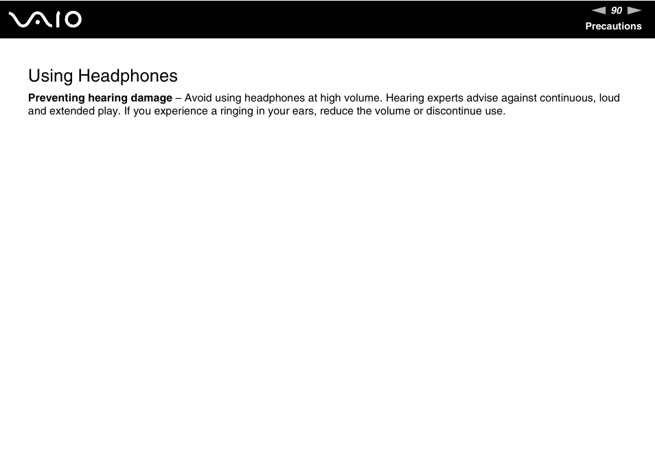 Using headphones | Sony V G C - J S 2 0 0 User Manual | Page 90 / 136