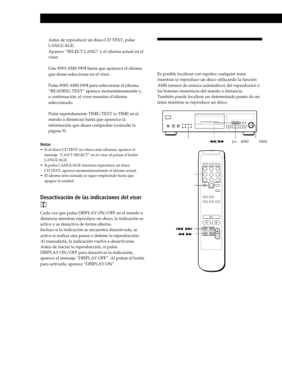 Reproducción de discos compactos, Desactivación de las indicaciones del visor | Sony CDP-XB630 User Manual | Page 50 / 64