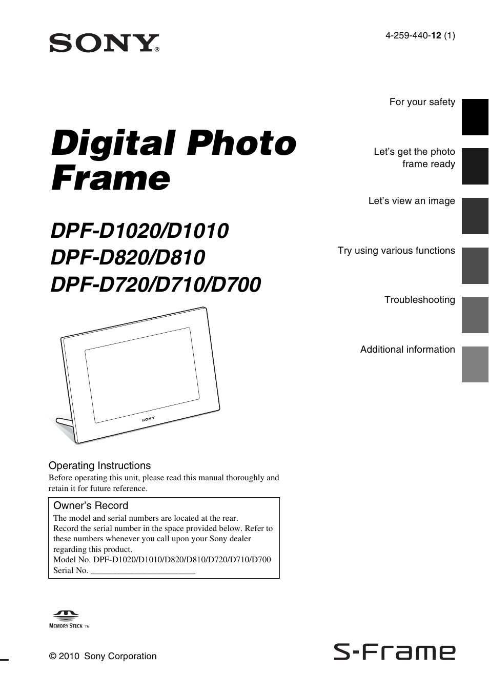 Sony D820 User Manual | 40 pages