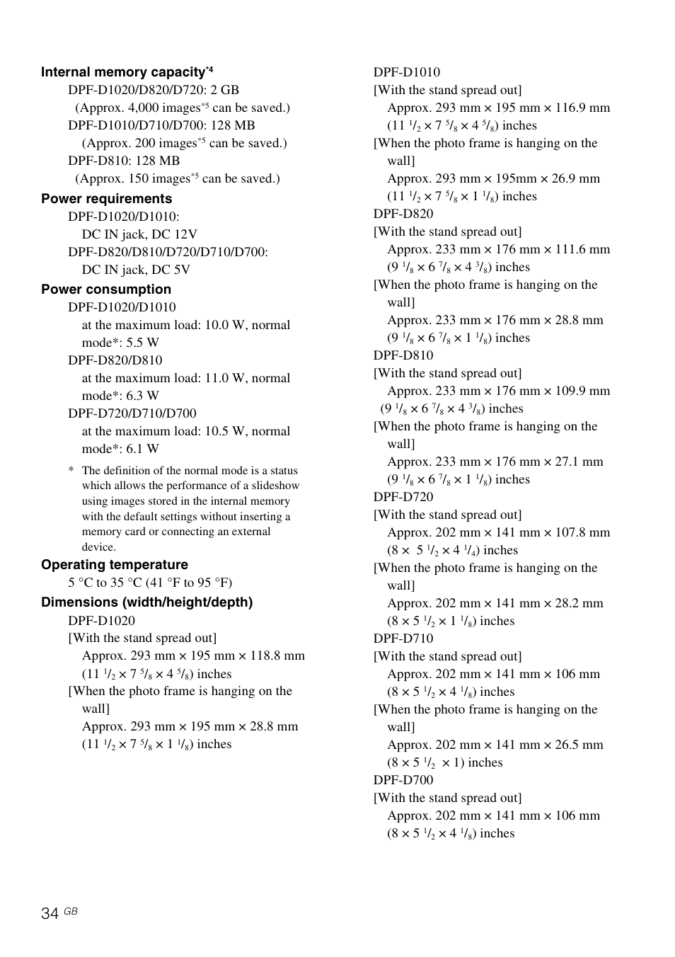 Sony D820 User Manual | Page 34 / 40