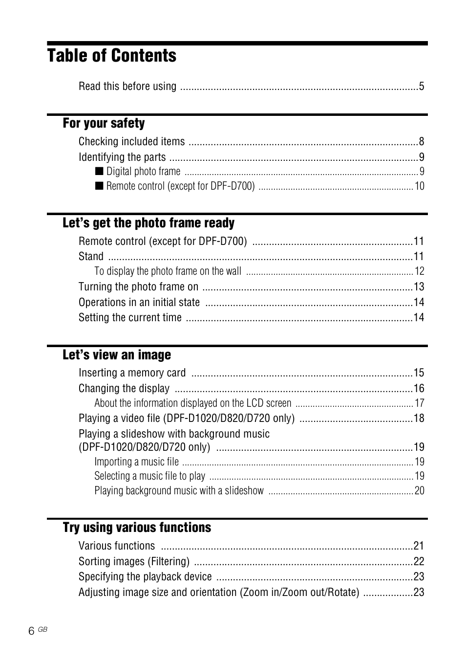 Sony D820 User Manual | Page 6 / 40