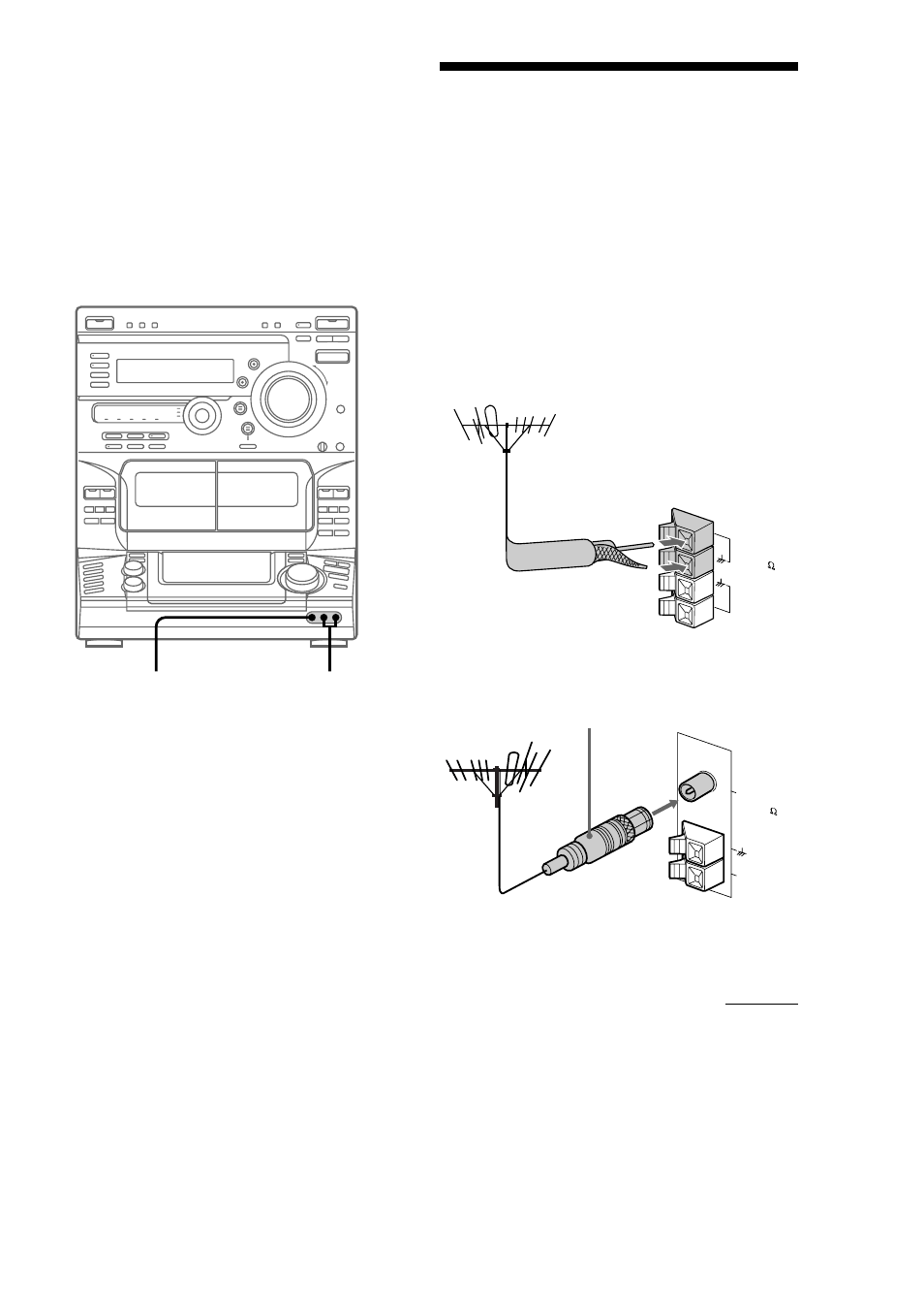 Connecting outdoor antennas, Connecting a camcorder or video game, Fm antenna | Sony LBT-DR5 User Manual | Page 43 / 52