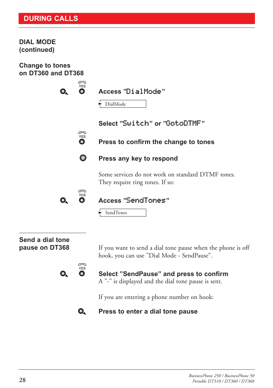 During calls | Sony DT360 User Manual | Page 30 / 84