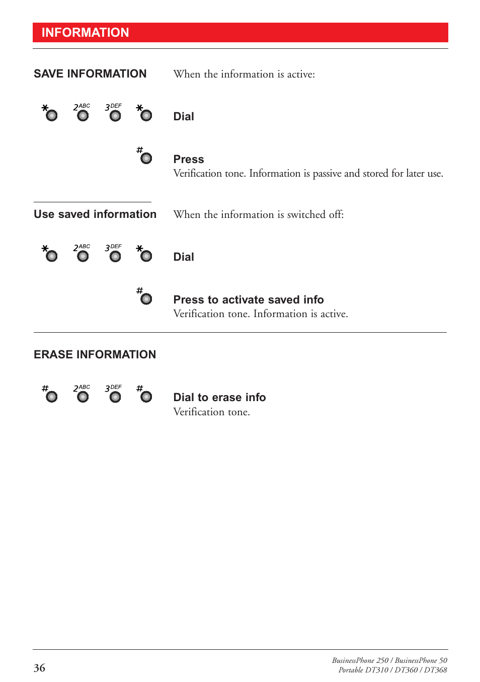 Information | Sony DT360 User Manual | Page 38 / 84