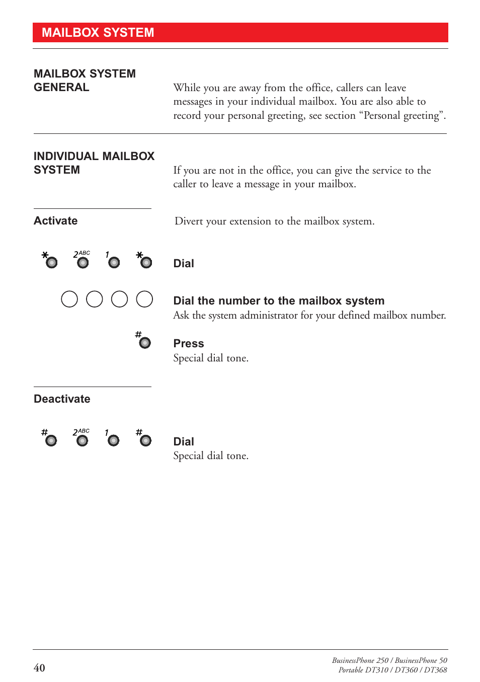 Mailbox system | Sony DT360 User Manual | Page 42 / 84