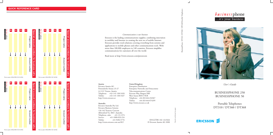 User´s guide, Quick reference card | Sony DT360 User Manual | Page 83 / 84