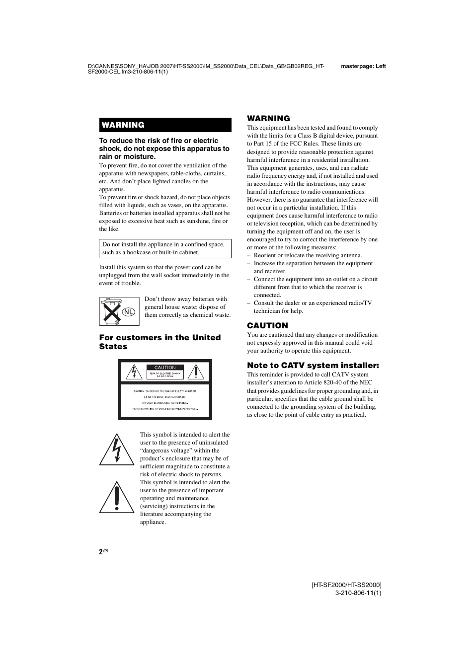 Sony HT-SS2000 User Manual | Page 2 / 68