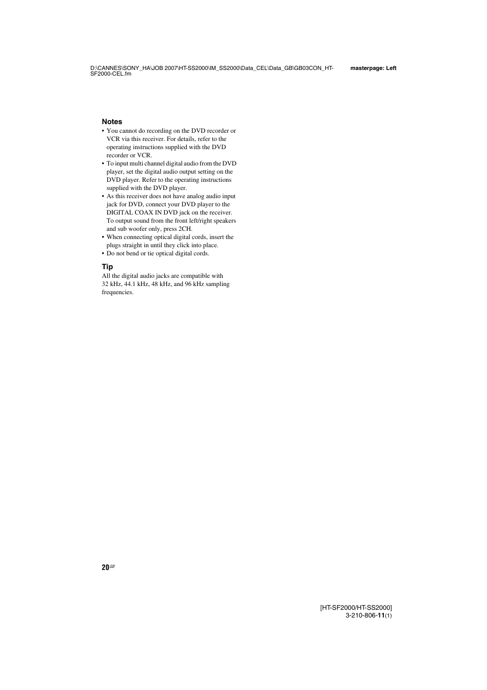 Sony HT-SS2000 User Manual | Page 20 / 68