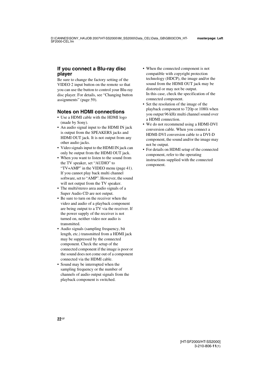 Sony HT-SS2000 User Manual | Page 22 / 68