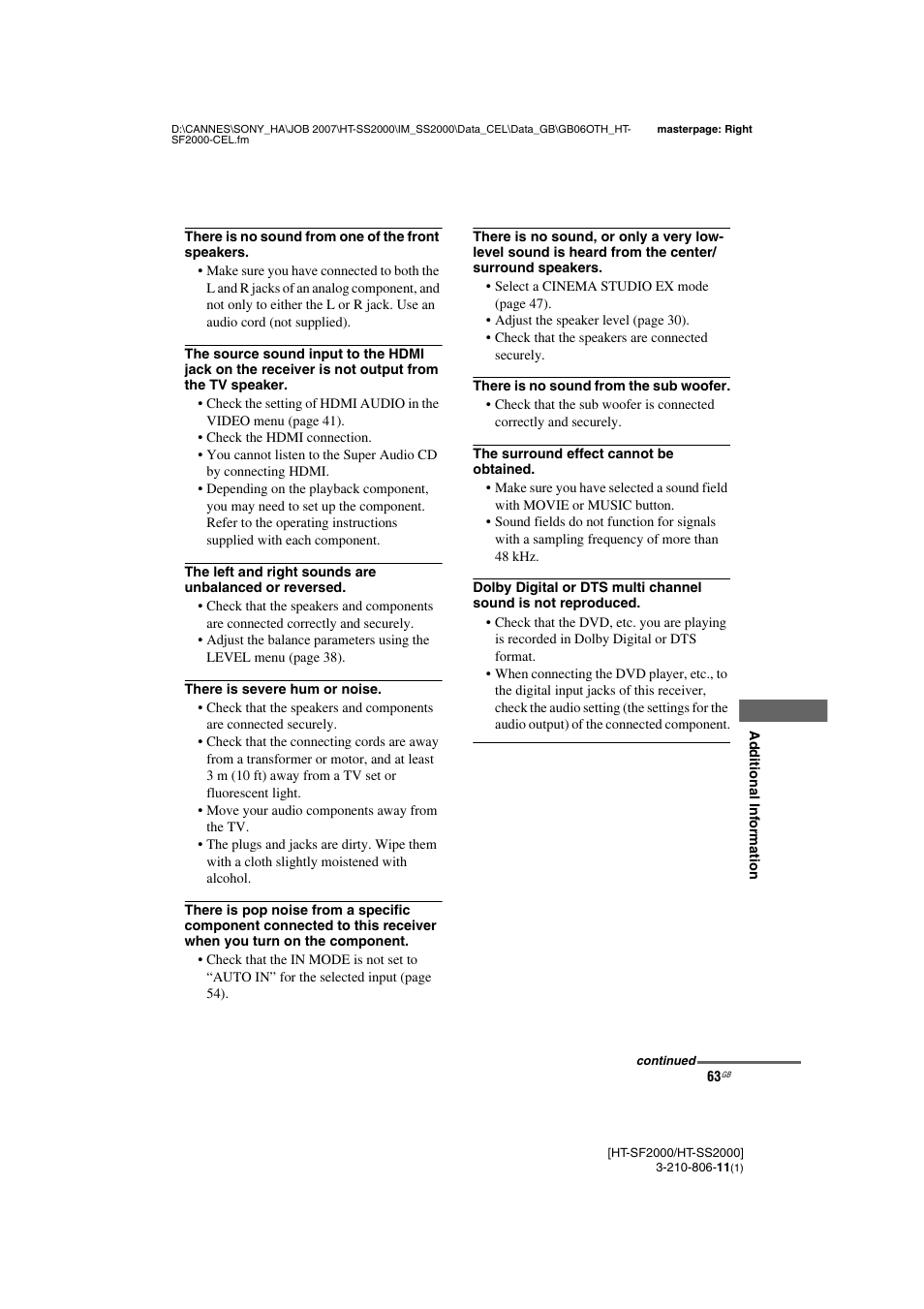 Sony HT-SS2000 User Manual | Page 63 / 68