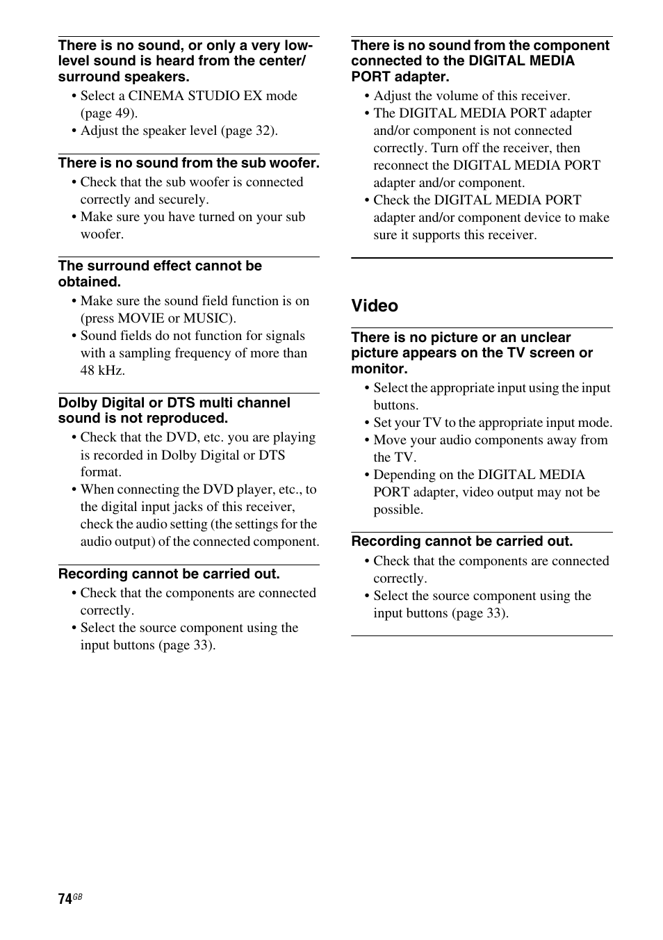 Video | Sony HT-DDWG800 User Manual | Page 74 / 80