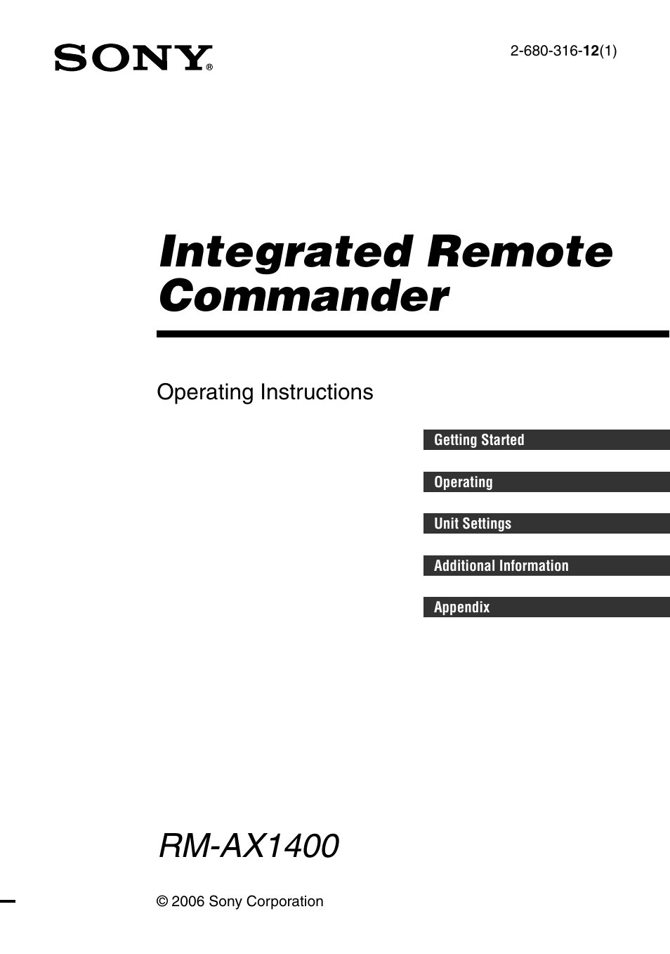 Sony RM-AX1400 User Manual | 32 pages