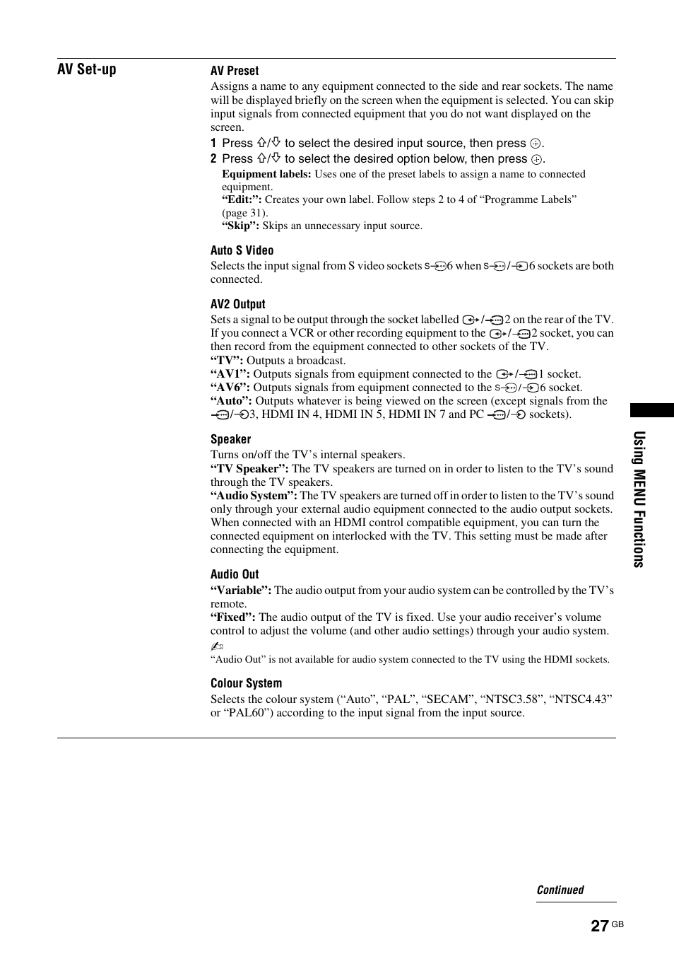 Sony Bravia KDL-32D3010 User Manual | Page 27 / 132
