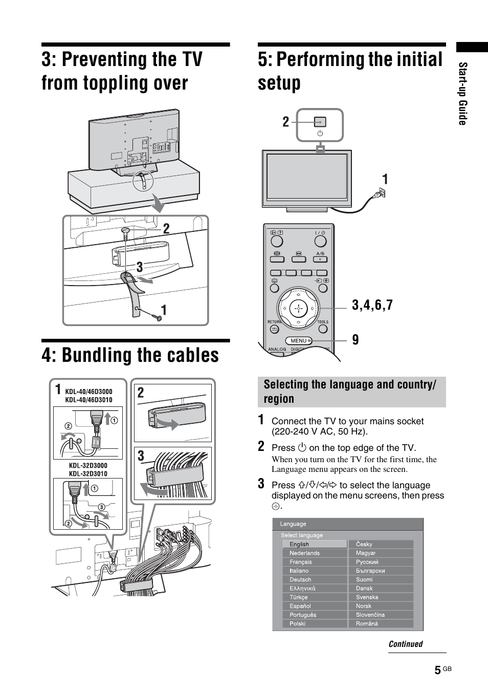 Sony Bravia KDL-32D3010 User Manual | Page 5 / 132