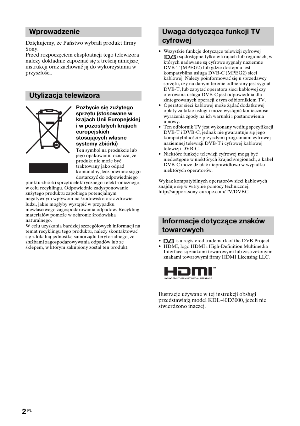 Sony Bravia KDL-32D3010 User Manual | Page 86 / 132